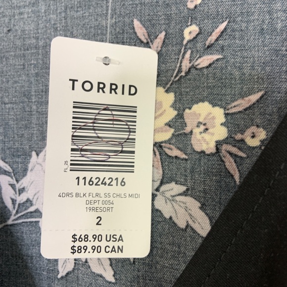 NWT Torrid Black Floral Flutter Midi Dress Size 2X - Picture 8 of 12